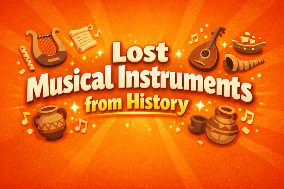 A collection of vintage musical instruments, including a worn-out acoustic guitar and a classical cello, illustrating lost in…