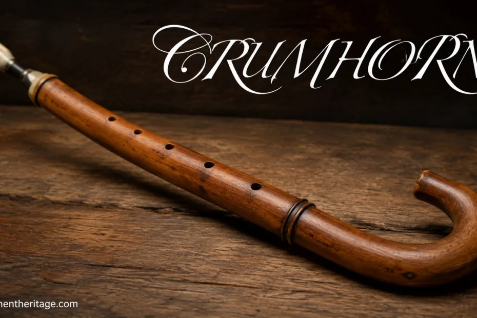 Crumhorn instrument features a curved wooden body and a double reed, used in Renaissance music for its distinctive sound…