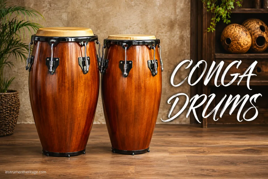 Conga drums, a key element in Afro-Cuban percussion, showcasing their rich cultural history.